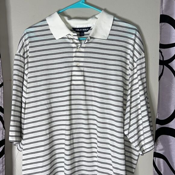 Ralph Lauren, golf polo, black and white striped, short sleeve size large - Picture 3 of 8